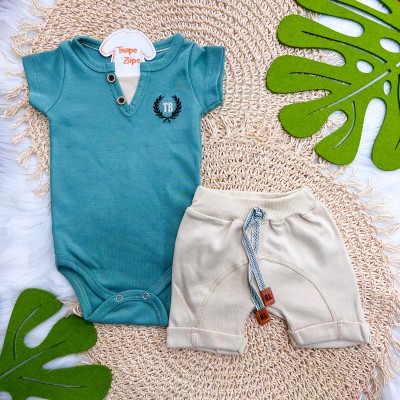 Conj. Body Gola V e Bermuda Saruel - Verde e Areia